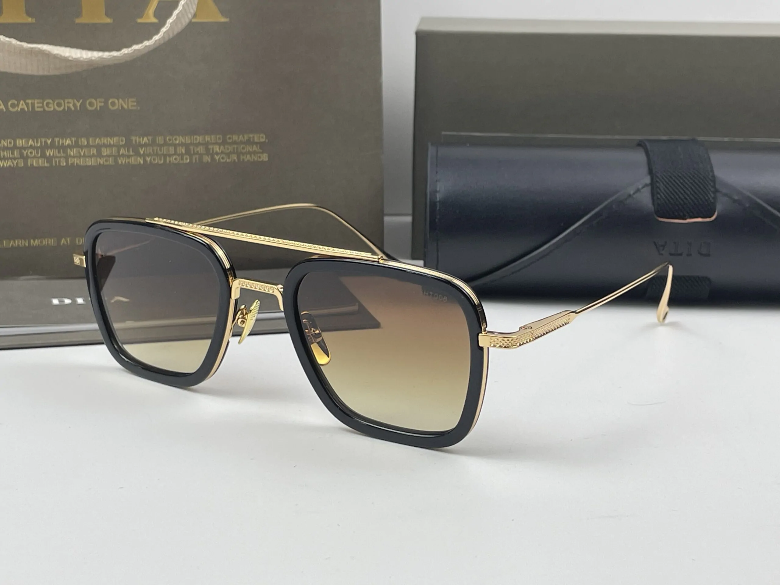 Dita Flight 006 Zonnebril Goud Met Gouden Glazen