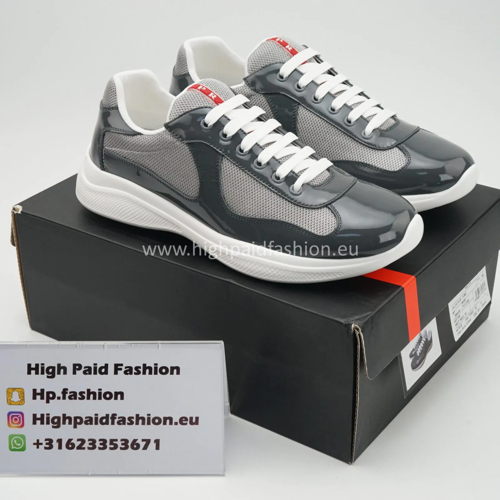 Prada America Cup Patent Grey Silver