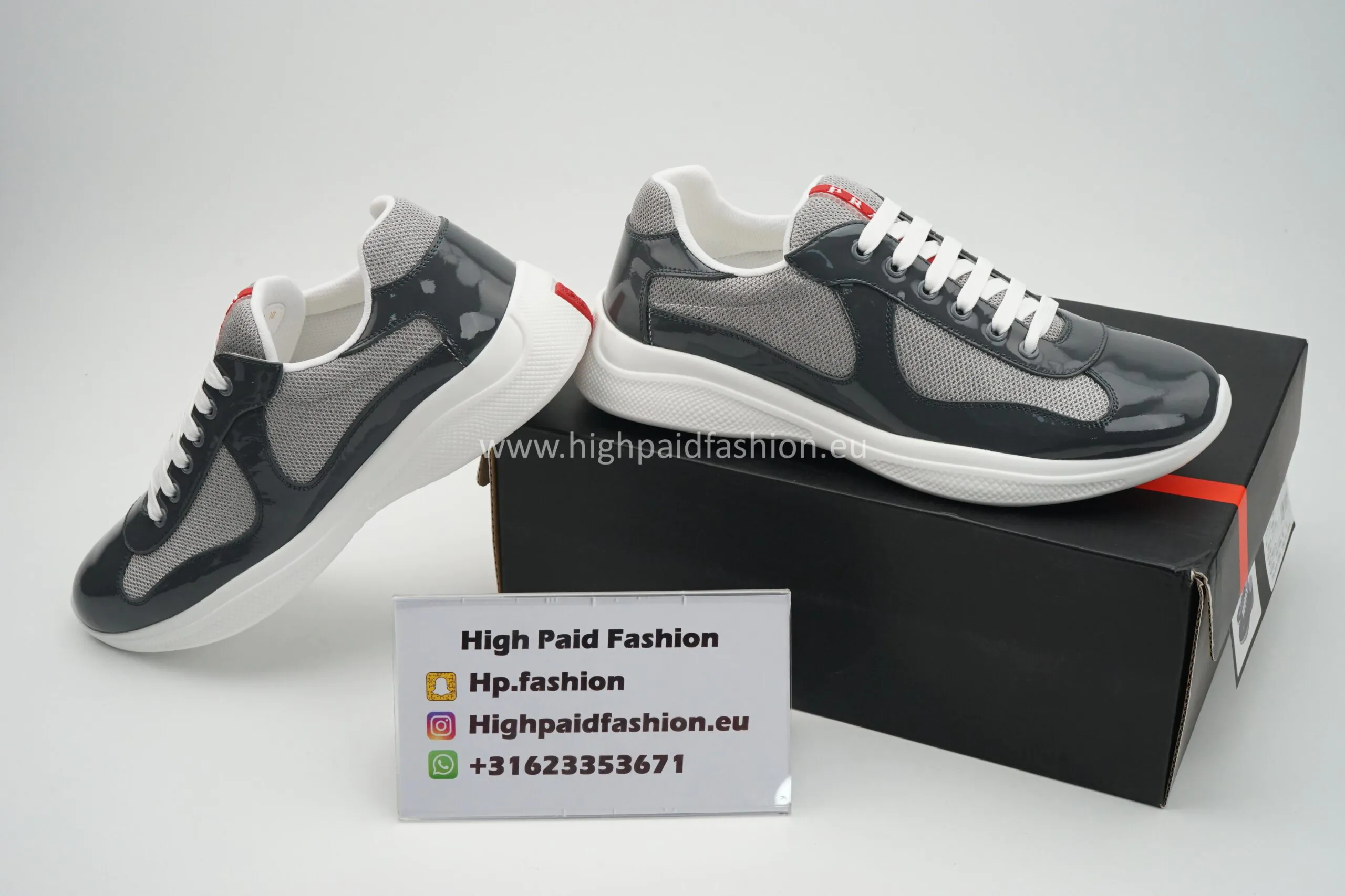 Prada America Cup Patent Grey Silver - Image 3
